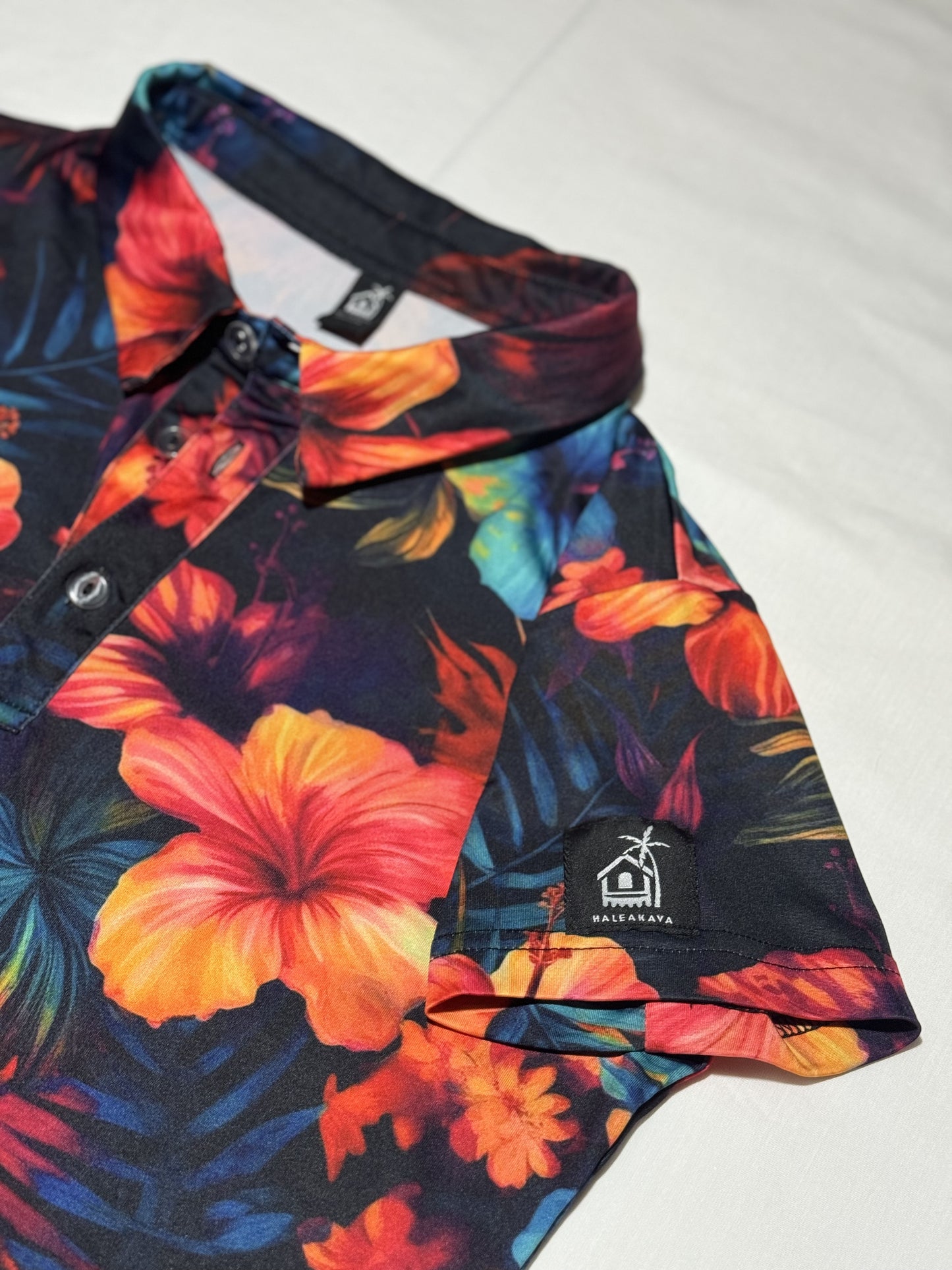 Orange/blue hibiscus Women’s Polo