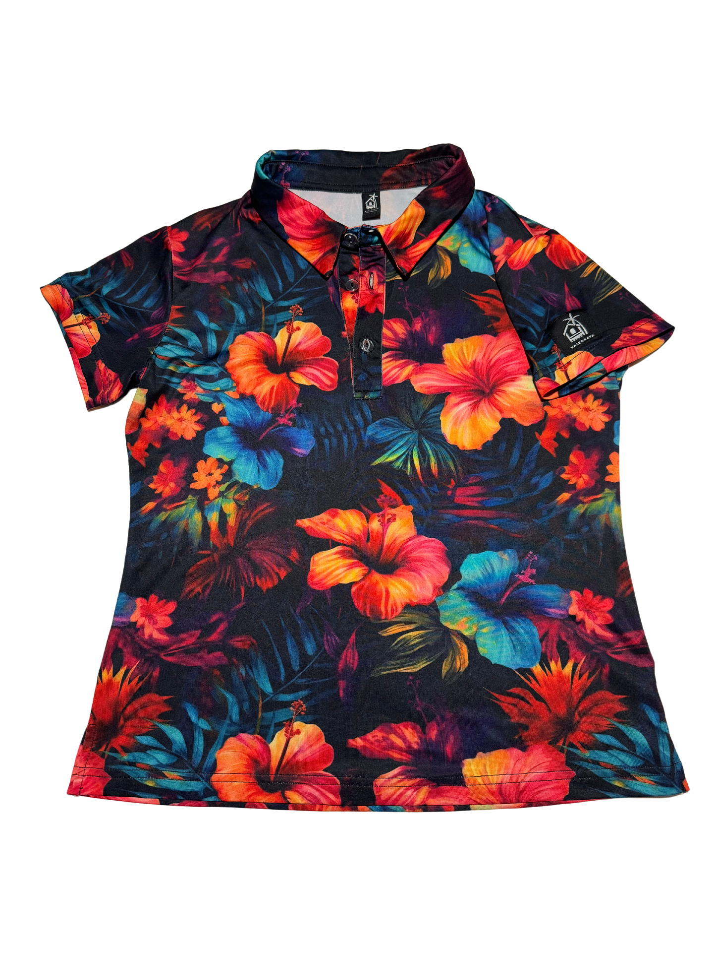 Orange/blue hibiscus Women’s Polo
